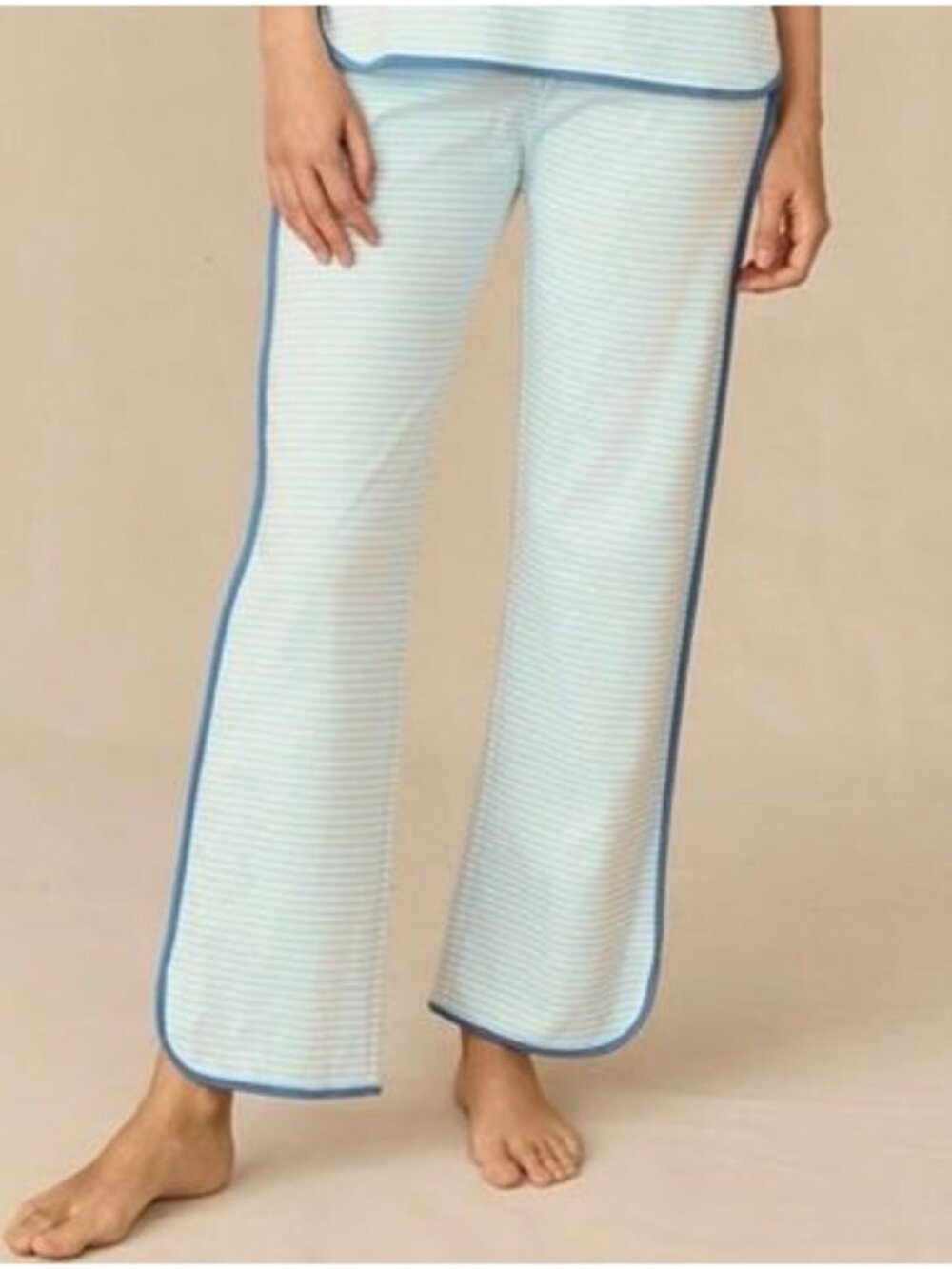 LAKE Pima Cotton Pajama Pants Salt Spray Heritage Stripe Blue Trim Women’s XL